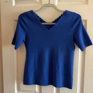 Talbots scalloped edged short sleeve sweater Sz Sm P